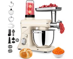 Gatson Multifunctionele Keukenmachine - Blender, Vleesmolen, Koekjesmaker & Groentesnijder - Keukenmixer - Keukenrobot - Foodprocessor - Mixer Met Mengkom