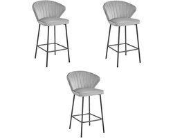 GATTA kruk - zilvergrijs fluweel / zwarte poten x 3