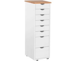 Gava|Commode met 8 Laden in Grenen Wit en Natuur