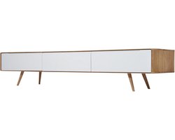 Gazzda Ena Lowboard Naturel - TV meubel - Hout - Massief Eiken - Wit - 225 cm