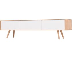 Gazzda Ena Lowboard Whitewash - TV meubel - Hout - Massief Eiken - Wit - 225 cm