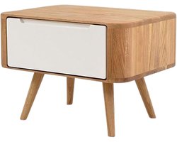 Gazzda Ena Nightstand 55 Nachtkastje - Eikenhout - met Lade - Scandinavisch - Modern - Houten Nachtkastje - Naturel - 55 x 42 x 40 cm