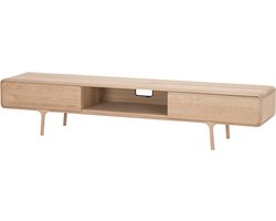 Gazzda Fawn Lowboard Whitewash - TV meubel - Hout - 2 Lades - Massief Eikenhout - Retro - Scandinavisch - 220 x 45 cm