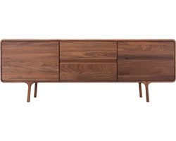 Gazzda Fawn Sideboard Walnut - Massief Hout - 2 Lades - met 2 Deuren - Scandinavisch - 180 x 45 cm