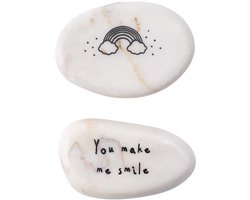 GB03514L Marmeren 'You Make Me Smile' Dubbelzijdige Decoratieve Steen Ornament | Motivatie & Positiviteit