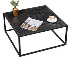 GDRN Marmeren Salontafel 60x60CM – Modern Vierkant Design | Luxe Zwart Marmer & Stabiel Metaal | Compacte Woonkamer Koffietafel
