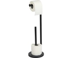 GDRN Vrijstaande WC Rolhouder met Reserverolhouder – Mat Zwart RVS – 2-in-1 Toiletrolhouder Modern Design