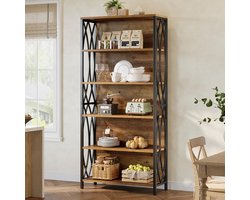 Geargalaxy Industriële Boekenkast - Boekenrek - Opbergkast - Boekenkast - Wandkast - Opbergkast Meubel - 5 Lagen - 180x80x28 - Bruin