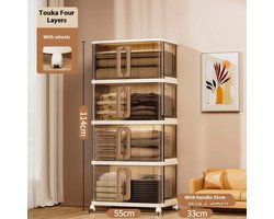 Geargalaxy Opbergkast - Opbergrek - Opbergbox - Kast Organizer - Voorraadkast - Opbergmeubel - Kledingkast - 4 Laags - Verrijdbaar