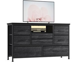 Geargalaxy TV-Meubel met 8 Laden - Televisiemeubel - Opbergkast - TV Dressoir - Mediameubel - Met LED Verlichting - Zwart/Grijs
