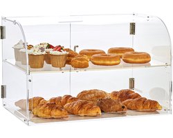GebäCkvitrine | 2-Laags CommerciëLe Bakkerijvitrine | Acrylvitrine met Toegang Via De Achterdeur En Verwijderbare Planken | Houdt Donuts, Bagels, Taarten En Koekjes Vers | 22 X 14 X 14 Inch