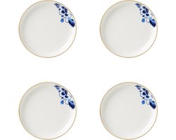 Gebaksbord Blauw Bloesem - Porselein - 15 cm - 4 stuks