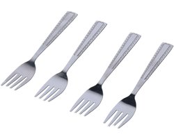 Gebaksvorkjes - 4x stuks - zilver - stippen - 15 cm - taartvorkjes - vaatwasser bestendig