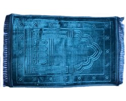 Gebedskleed Luxe | Extra dik | Extra groot | Fluweel | Mooi patroon | Donkerstaalblauw