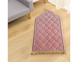 Gebedsmat – Comfortabele & Zachte Islamitische Prayer Mat – Antislip Gebedskleed met Gouden afwerkingen– 115 x 65 cm - Paars