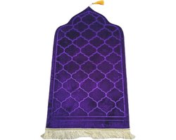 Gebedsmat – Comfortabele & Zachte Islamitische Prayer Mat – Antislip Gebedskleed met Gouden afwerkingen – 115 x 65 cm - purple
