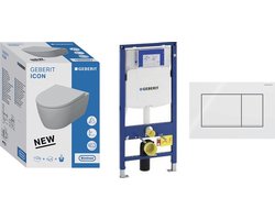 Geberit - Compleet WC-Set voorwandinstallatie - Geberit Icon rimfree toilet en zitting + Geberit UP320 Inbouwreservoir + Geberit Sigma30 bedieningsplaat wit
