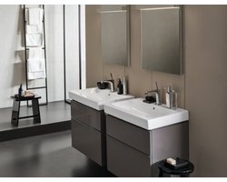 Geberit Icon wastafel 60x48.5x15.5cm 1 wasbak 1 kraangat Midden met overloopgat Keramiek Wit glans