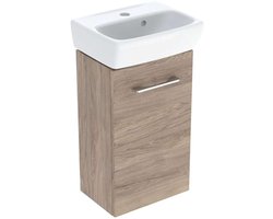 Geberit Selnova Square - Kast met wastafel, 36x65x25 cm, 1 deur, L/R, honing walnoot 502.744.00.1