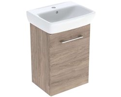 Geberit Selnova Square - Kast met wastafel, 45x65x32 cm, 1 deur, L/R, honing walnoot 502.748.00.1