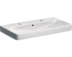 Geberit Smyle Square wastafel 2 kraangaten met overloop 90x48x16.5cm wit