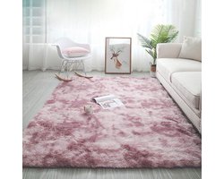 Gebied tapijten grote woonkamer tapijt zacht slaapkamer tapijt anti-slip pluizige tapijten Shaggy indoor kinderkamer kinderen tapijt mat zachte vloermat harige pluche tapijt voor woondecoratie (paars wit, 160 * 230 cm)