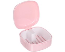 Gebitsbakje - Beugelbakje - PP - Incl. Lekbakje - Draagbare Dental Behuizing - Kunststof Gebitsbox - Mond Guard Beschermende Kistje - Gebittenbakje - Prothese Opslag - Voor - Beugel - Kunstgebit - Prothese - Beugeldoosje - 7.9*8*3.8cm