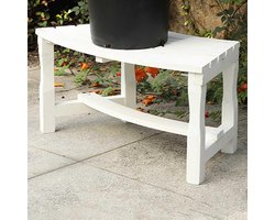 Gebogen Boombank - Houten Tuinbank - Buiten Zitten - Weerbestendig Massief Hout - 85 X 40 Cm - Wit
