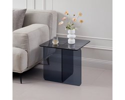 Gebogen glazen bijzettafel - Transparant eindtafel - Sofa tafel - Gehard grijs glas - Sterk en duurzaam - Stijlvol design