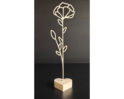 Geboortebloem Anjer – Januari levensbloem beige met hartvormige standaard (22 cm)