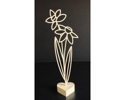 Geboortebloem December – Kerstroos | Levensbloem beige op hartvormige standaard (22 cm)