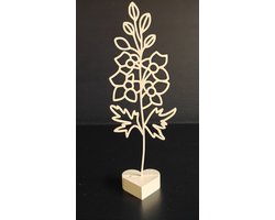 Geboortebloem Juli – Ridderspoor | Levensbloem beige op hartvormige standaard (22 cm)