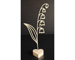 Geboortebloem Mei – Lelietje-van-dalen | Levensbloem beige op hartvormige standaard (22 cm)