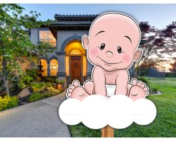 geboortebord kale baby jongetje op wolk 60 cm