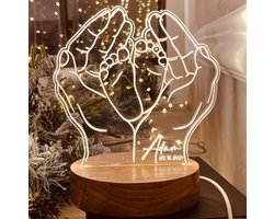 Geboortelamp handen met voetjes en naam - Kraamcadeau - Baby - nachtlampje - kado