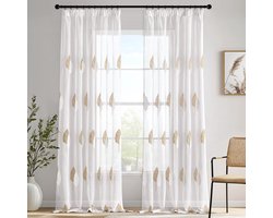 Geborduurde Gordijnen - Transparant - Set van 2 - 140 x 225 cm - 100% Polyester