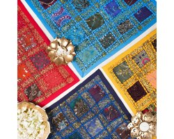 Geborduurde Katoenen Tafelloper Patchwork - Handgemaakt Decoratieve Placemat voor Eettafel - Indian Wedding Reception Party - 40x182 cm