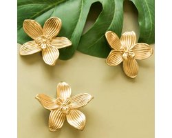 Geborstelde gouden kastknoppen, schattige ladehandgrepen voor kaptafels, 4-delige set met bloemmotief handgrepen – geschikt voor meubels en kaptafels