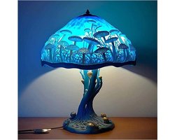 Gebrandschilderd Glas Paddenstoel Lamp - Nachtlamp Decoratief - Sfeerverlichting Creëren - Handgemaakt Glas-in-lood - 15 cm Hoog - Geel