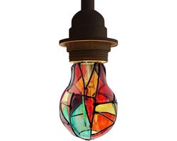 Gebrandschilderde Lamp - Mozaïek Bol - Feestelijke Decoratie - Handbeschilderd Design - 4W E27 Fitting - Gekleurd
