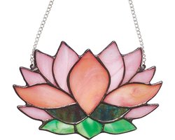 Gebrandschilderde Raam Hangings Lotus Suncatcher - Acryl Raampaneel - Glas Raamhangers - Decor - Lotus Bloem Muur Kunst - Zon Catcher Ornament - Cadeau voor Moeder Vrouwen - Keuken Woonkamer - 94x15cm raampaneel