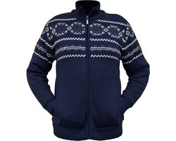 Gebreid Vest Heren - met Rits - Acryl - met Opstaande Kraag - Cardigan - Donker Blauw - maat L