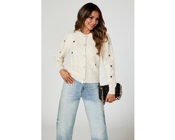 Gebreid vest met sterrenborduursel in botwit