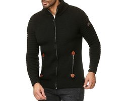 Gebreid vest voor heren, cardigan met opstaande kraag, Basic Luxury