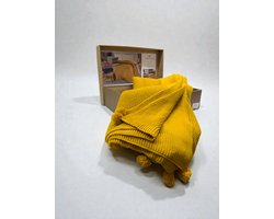 Gebreide Deken – Geel – 200x220 cm – Zachte Knitted Fabric