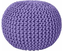 Gebreide Paarse Poef Voetbank van 100% Katoen voor Woonkamer en Kinderen