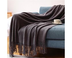 Gebreide Plaid - Woondeken Met Franjes - Gezellige Avonden - Zacht & Decoratief - 130x200cm - Multicolour