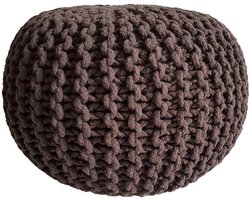 Gebreide Poef Ø 45 cm – kaneel – Handgemaakt van Gerecycled Katoen | Voglrieder | Voor Binnengebruik