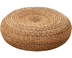 Gebreide Zitkruk - Meditatie Poef - Ontspanning Thuis - Handgebreid Rotan - 40 cm - Geel