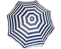 Gebro Parasol - blauw/wit - gestreept - D160 cm - UV-bescherming - incl. draagtas